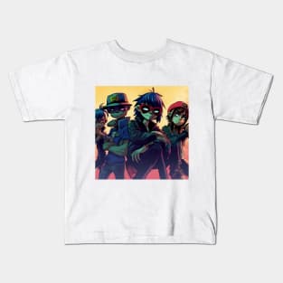 Virtual colourful band Gorilla illustration on yellow background Kids T-Shirt